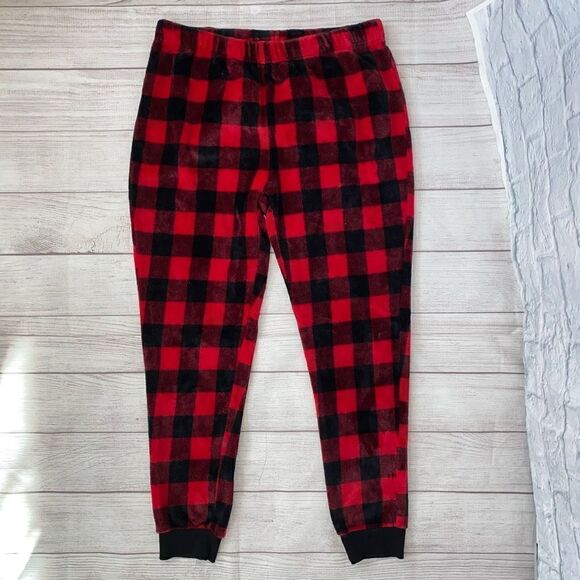 Secret treasures pull on checkered print plush jogger PJ’s red & black sz XL - Picture 1 of 7